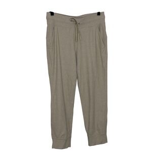 Lululemon Athletica Warm Down Jogger Pants Size 8 Heathered Cashew Beige Cropped